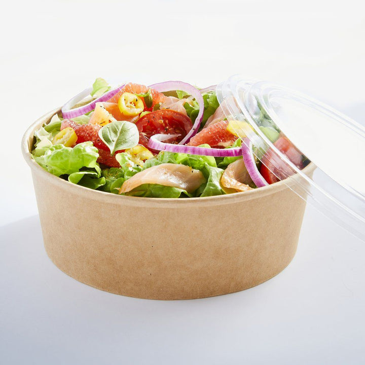 rPET lids for 550ml/750ml kraft bowls/salad bowls (400 units)