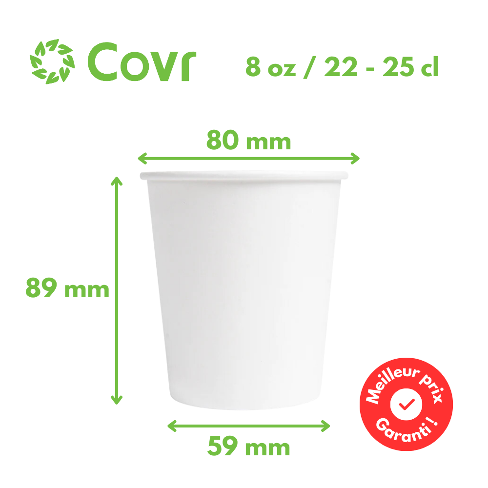 White paper cups 25 cl / 8 oz