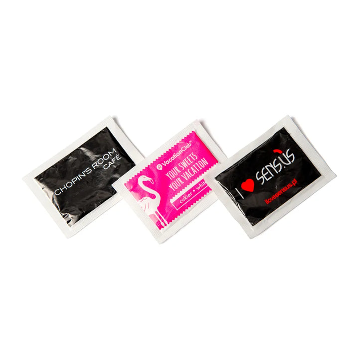Personalisierte weiße Zuckertütchen - 4g