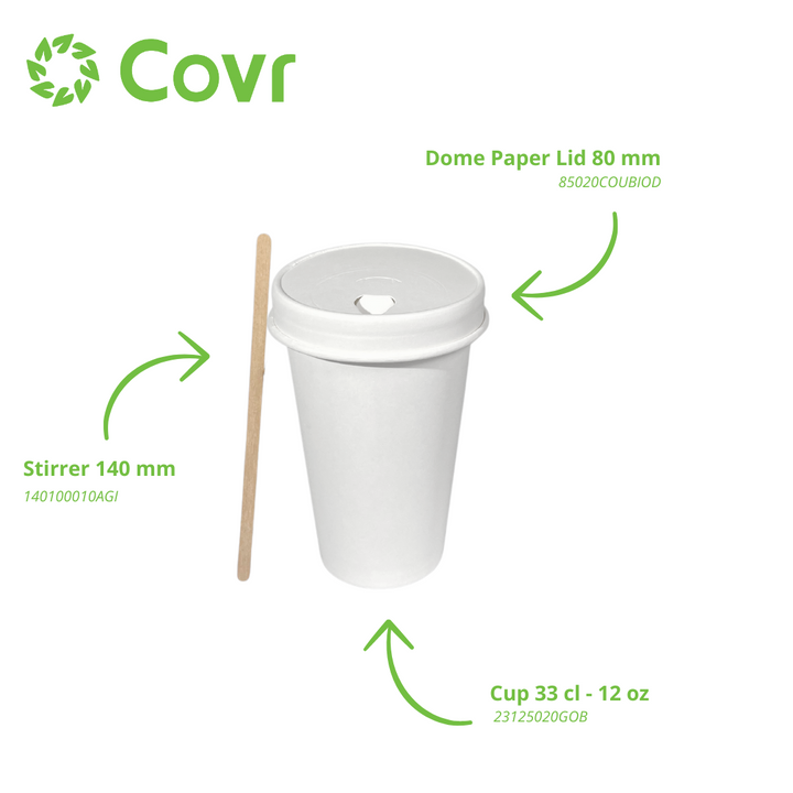 White paper cups 33 cl / 12 oz - 280 + 18 gsm