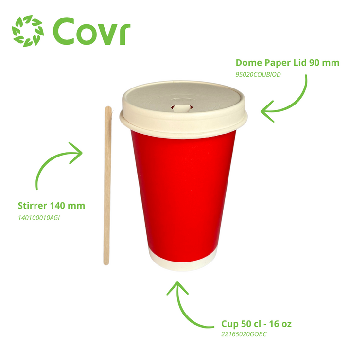 Red paper cups 50 cl / 16 oz cold drinks - 12 + 260 + 15 gsm