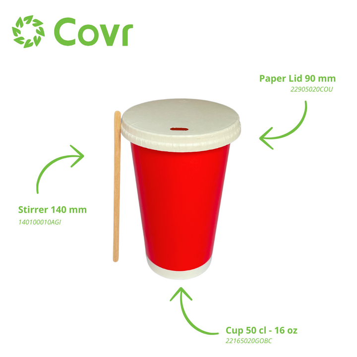 Red paper cups 50 cl / 16 oz cold drinks - 12 + 260 + 15 gsm