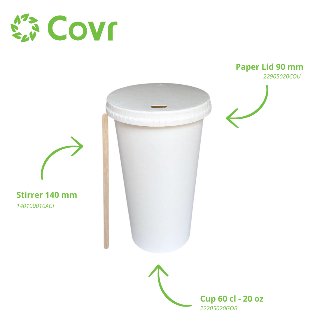 White paper cups 60 cl / 20 oz - 300 + 18 gsm