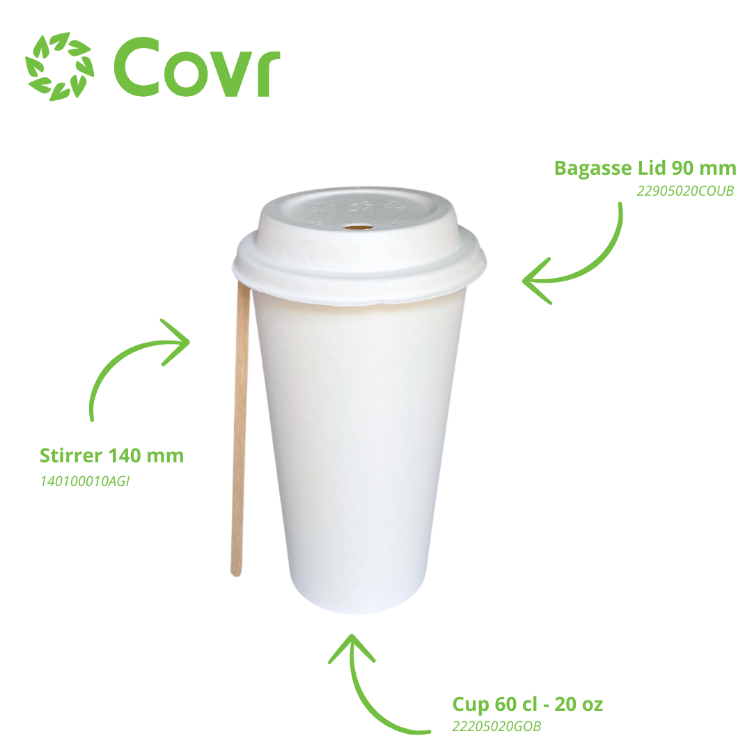 White paper cups 60 cl / 20 oz - 300 + 18 gsm