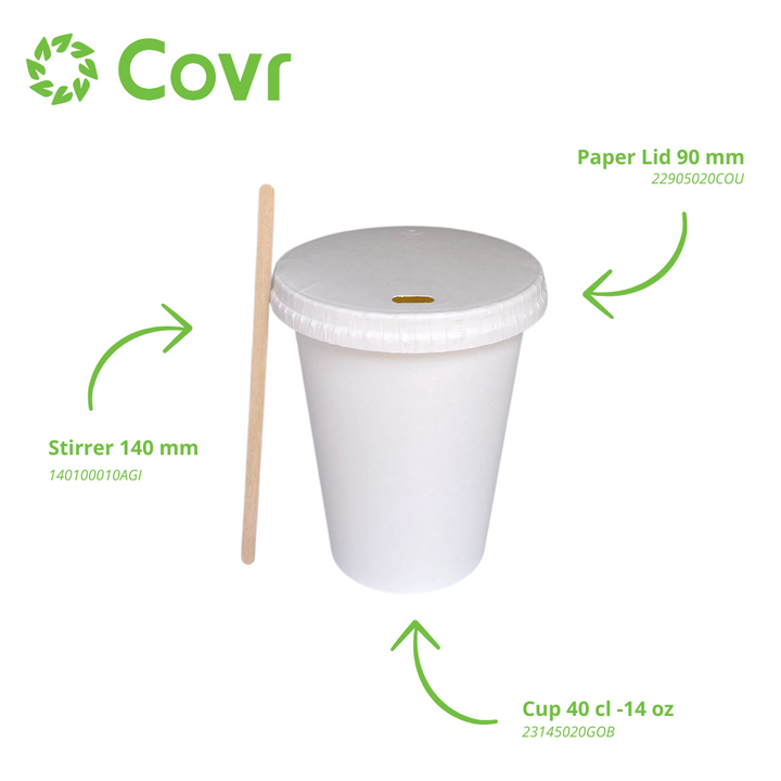 White paper cups 40 cl / 14 oz - 300 + 18 gsm