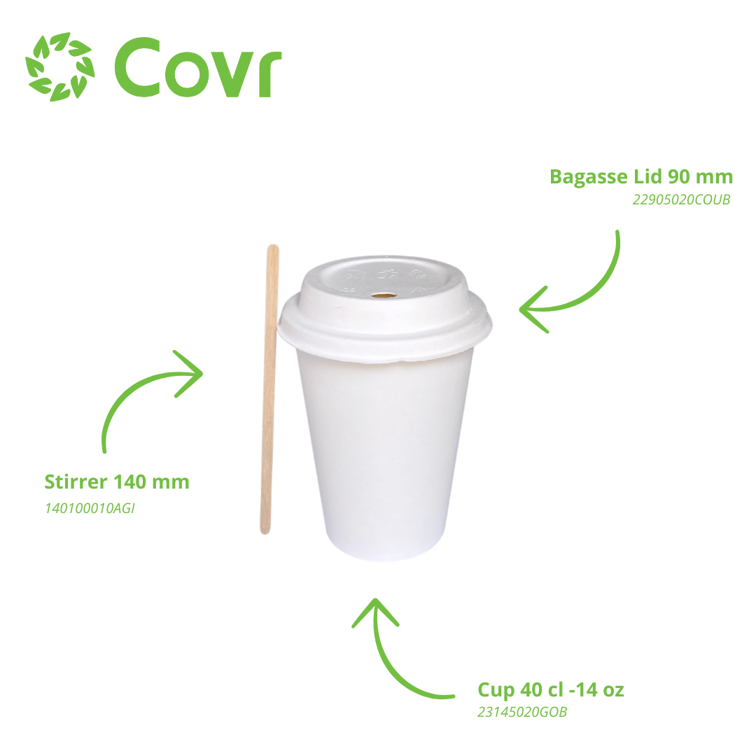 White paper cups 40 cl / 14 oz - 300 + 18 gsm