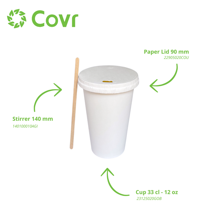 White paper cups 33 cl / 12 oz - 280 + 18 gsm