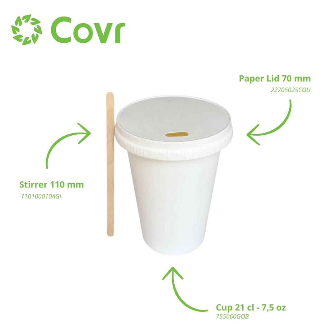 White paper cups 20 cl - 7.5 oz (3000 units) - 190 + 15 gsm