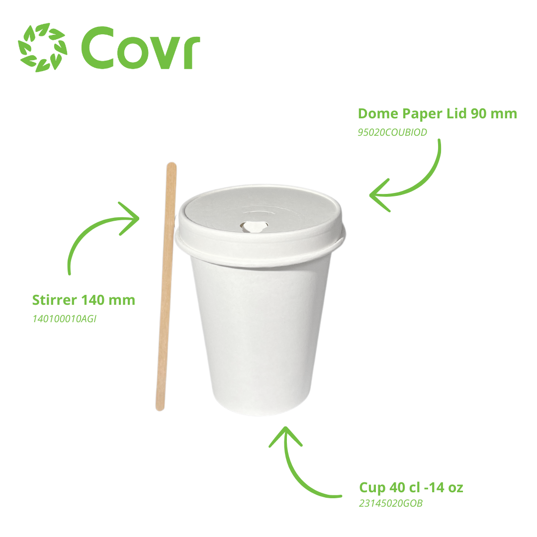 White paper cups 40 cl / 14 oz - 300 + 18 gsm