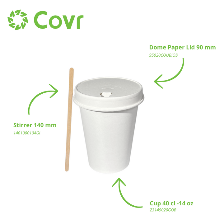 White paper cups 40 cl / 14 oz - 300 + 18 gsm