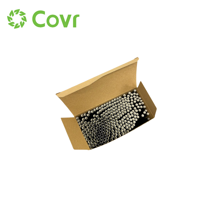 Box of 250 black cardboard straws - 6*197 mm