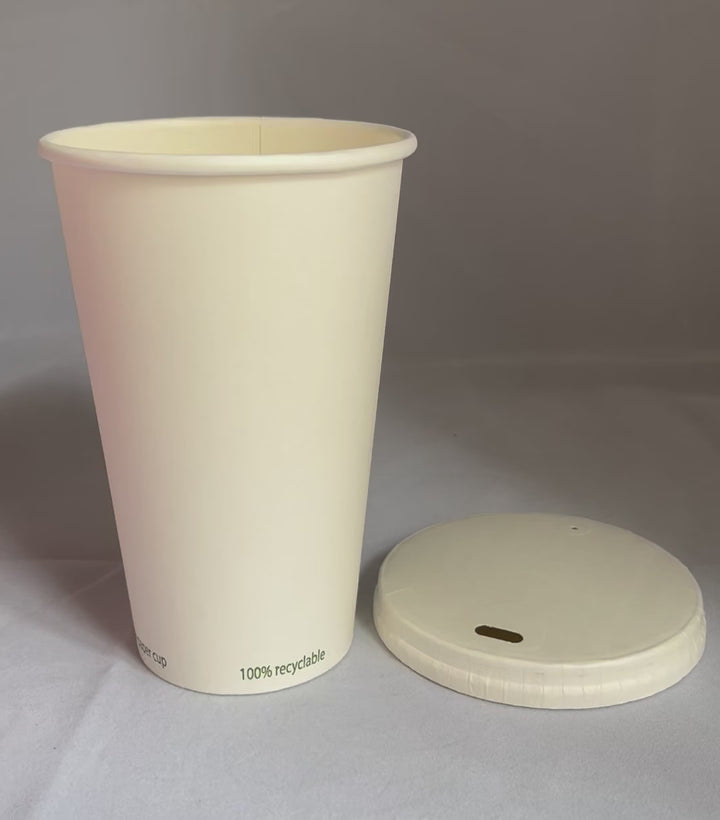 White plastic-free paper cups 50 cl - 16 oz (1000 units)