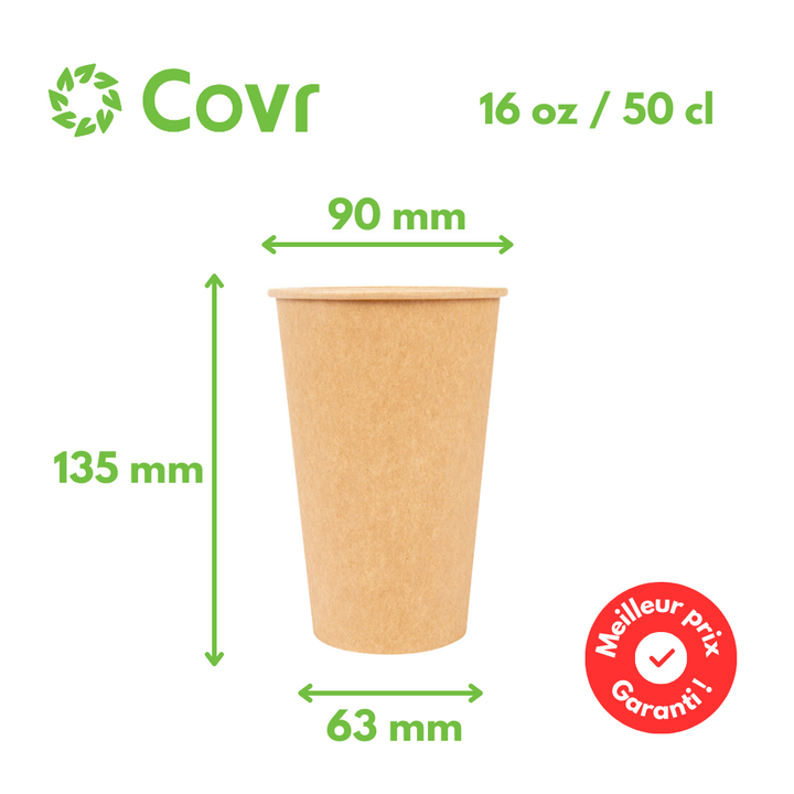 Kraft paper cups 50 cl / 16 oz -  300 + 18 gsm