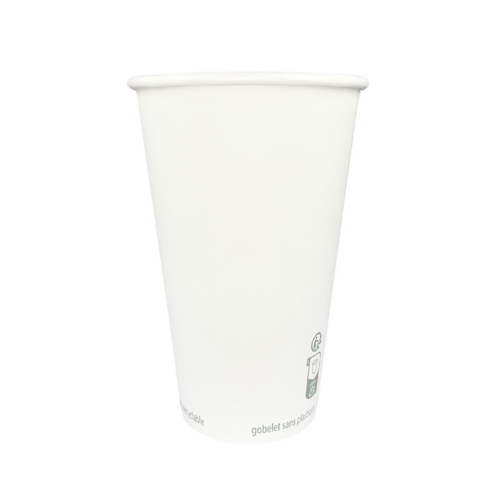 White plastic-free paper cups 50 cl - 16 oz (1000 units)