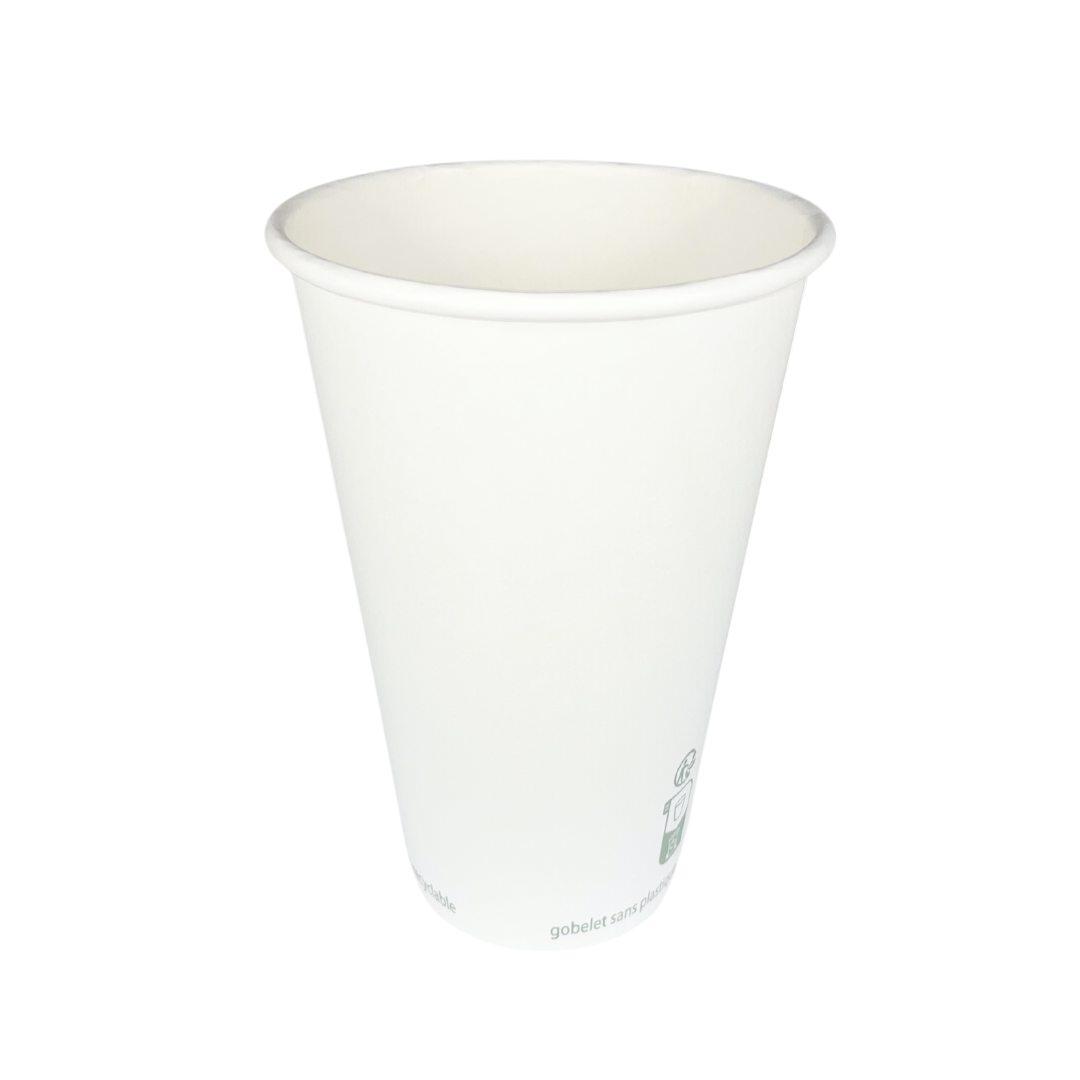 White plastic-free paper cups 50 cl - 16 oz (1000 units)