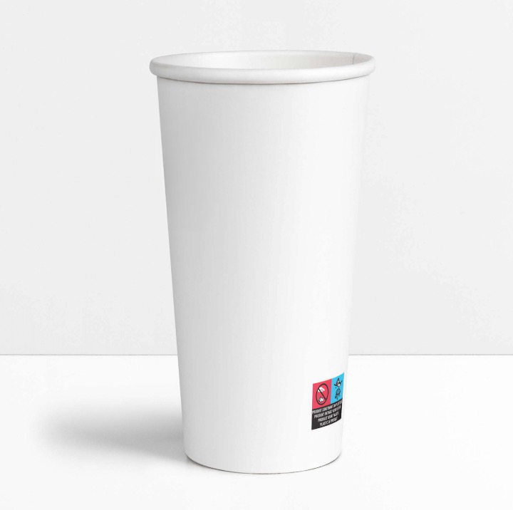 White paper cups 60 cl / 20 oz - 300 + 18 gsm