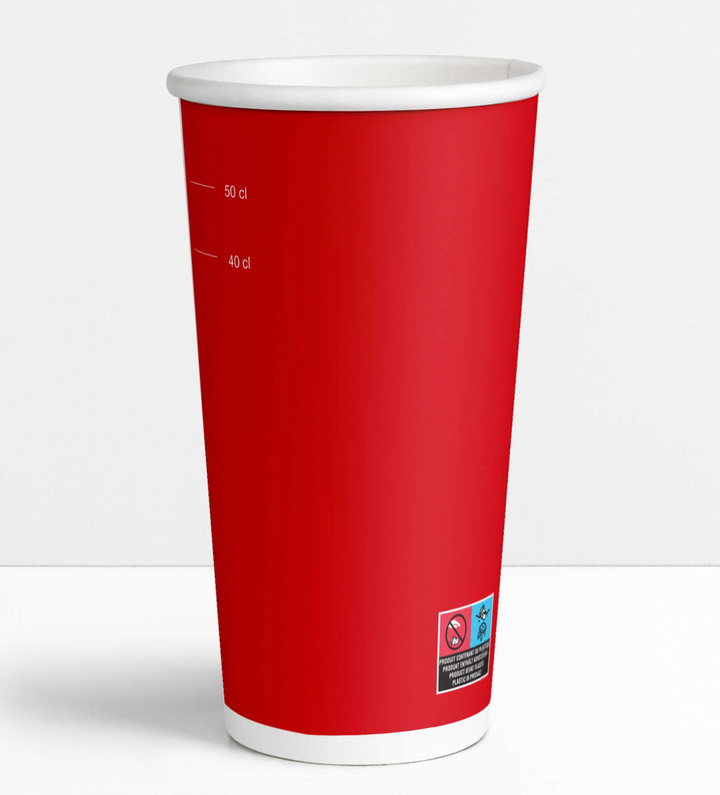 Red paper cups 65 cl / 22 oz cold drinks - 12 + 260 + 15 gsm