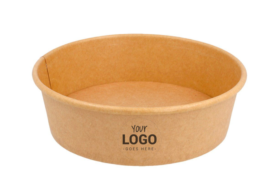 Customized brown cardboard kraft bowls/salad bowls 1100ml + rPET lids (from 10,000)