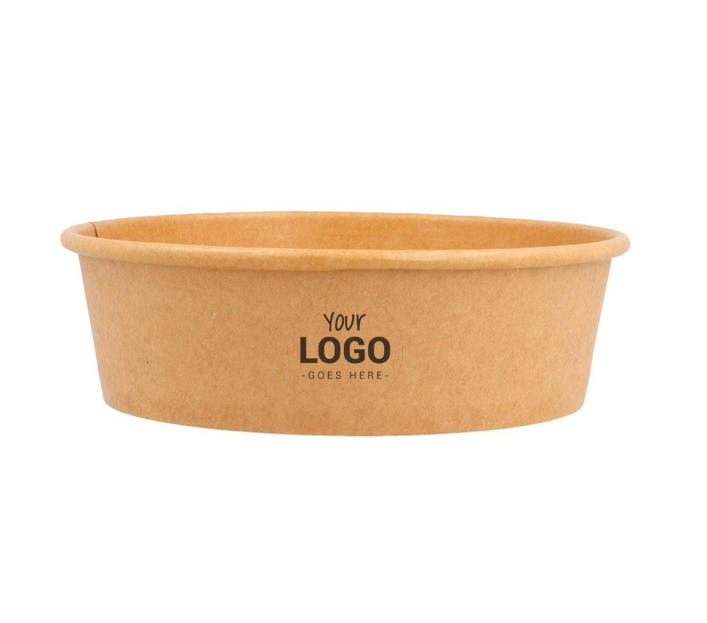 Customized brown cardboard kraft bowls/salad bowls 1100ml + rPET lids (from 10,000)