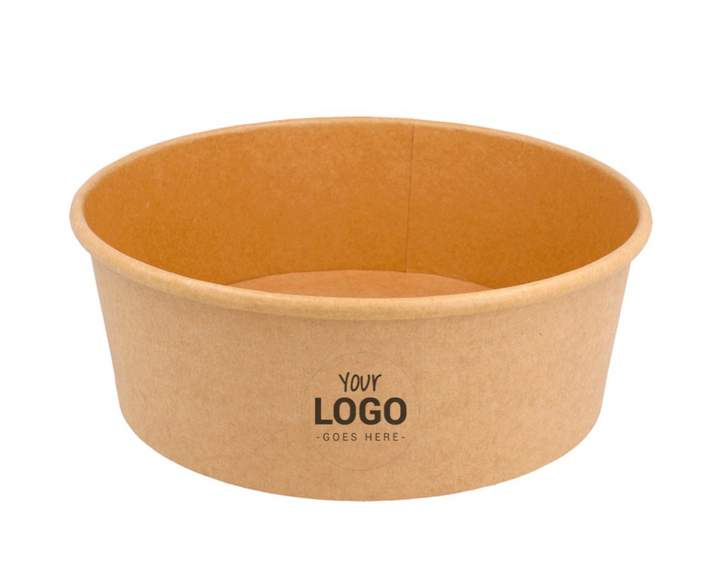 Customized brown cardboard kraft bowls/salad bowls 1300ml + rPET lids (from 10,000)